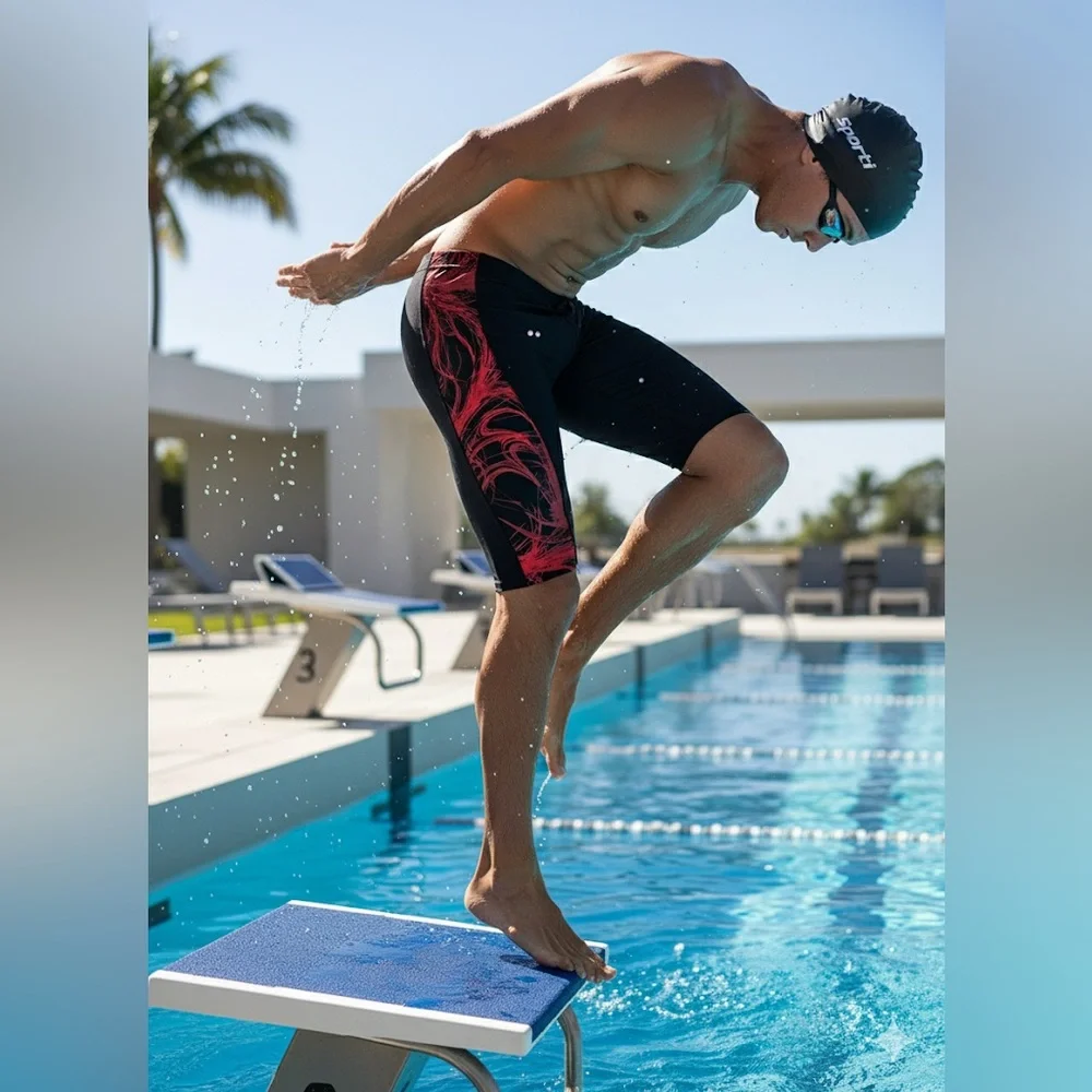 Sporti‎ Sporti Mens Boys Black Red Swim Jammers Compression Shorts Size 30 NIB